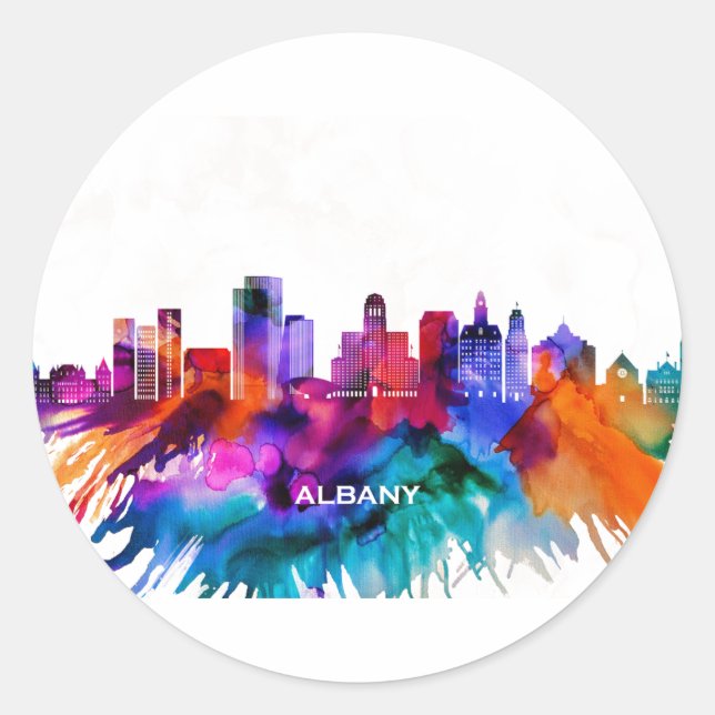 Albany Skyline Classic Round Sticker (Front)