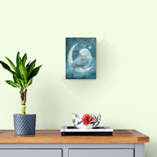 Albatross bird baby sleeping on Moon Photo Print