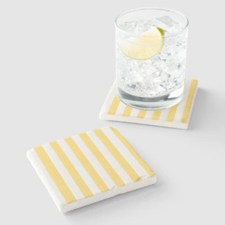 Albatross Yellow and White Striped Stone Coaster