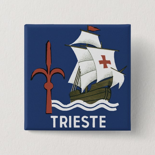 Albergo Columbia Genoa ~ Trieste 2 Inch Square Button (Front)