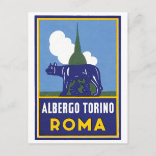 Albergo Torino Roma Travel Poster Postcard