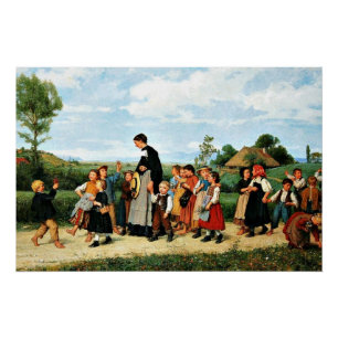 Albert Anker - Der Schulspaziergang Poster