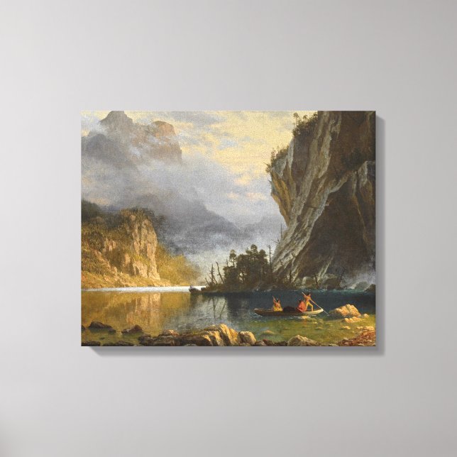 Albert Bierstadt - Indians Spear Fishing Canvas Print (Front)