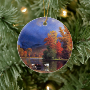 Albert Bierstadt - On the Saco, fine art,  Ceramic Ornament