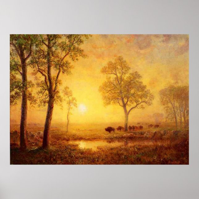 Albert Bierstadt - Sunset On The Mountain Poster (Front)