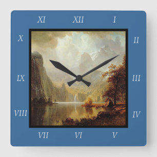 Albert Bierstadt's Painting, In the Mountains 1867 Square Wall Clock
