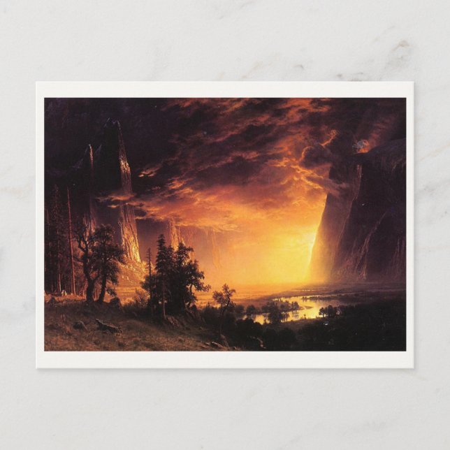 Albert Bierstadt's Sunset in the Yosemite Valley Postcard (Front)