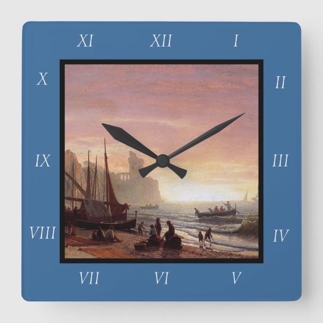 Albert Bierstadt's The Fishing Fleet Canvas Print Square Wall Clock (Front)