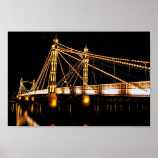 Albert Bridge At Night West London Poster