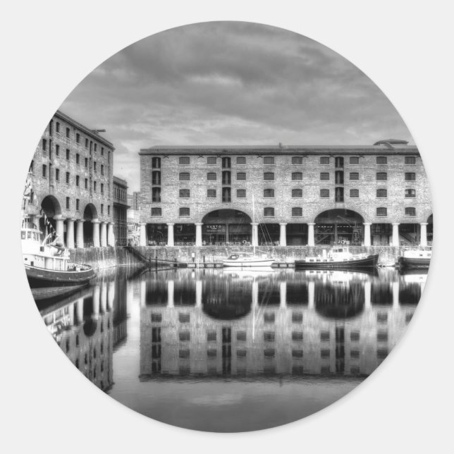 Albert Dock Liverpool Reflections Classic Round Sticker (Front)