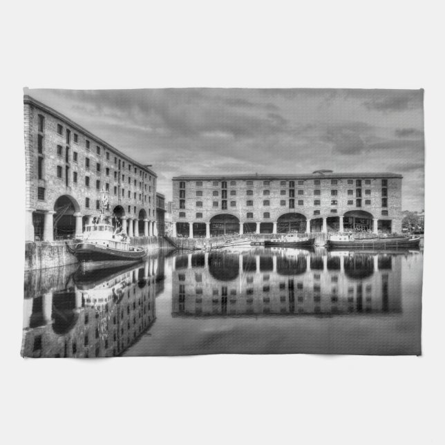 Albert Dock Liverpool Reflections Kitchen Towel (Horizontal)