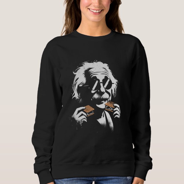 Albert Eating S'Mores - Funny Graphic Classic Art Sweatshirt (Front)