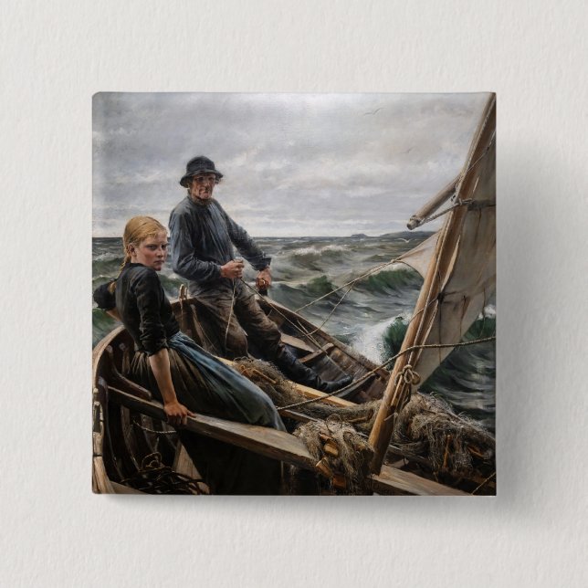 Albert Edelfelt - At Sea 2 Inch Square Button (Front)