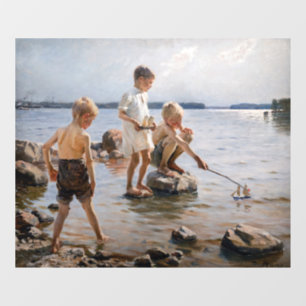 Albert Edelfelt - Boys Playing on the Shore Window Cling