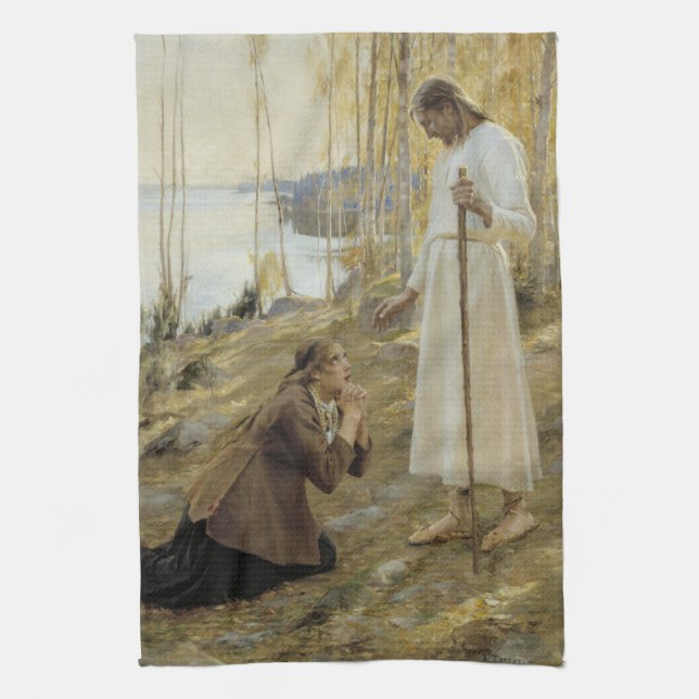 Albert Edelfelt - Christ and Mary Magdalene Kitchen Towel (Vertical)