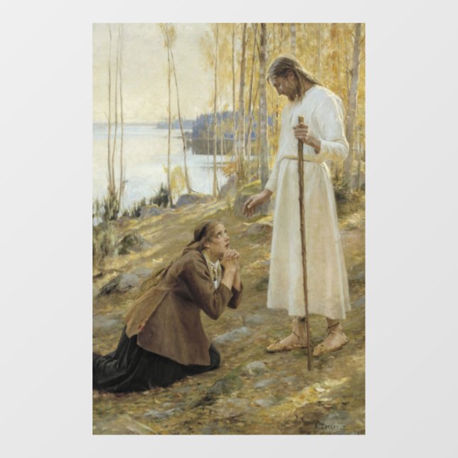 Albert Edelfelt - Christ and Mary Magdalene Window Cling (Sheet)