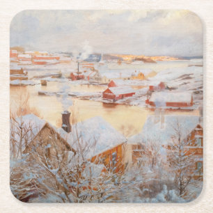 Albert Edelfelt - December Day Square Paper Coaster