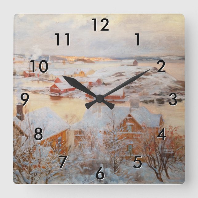 Albert Edelfelt - December Day Square Wall Clock (Front)