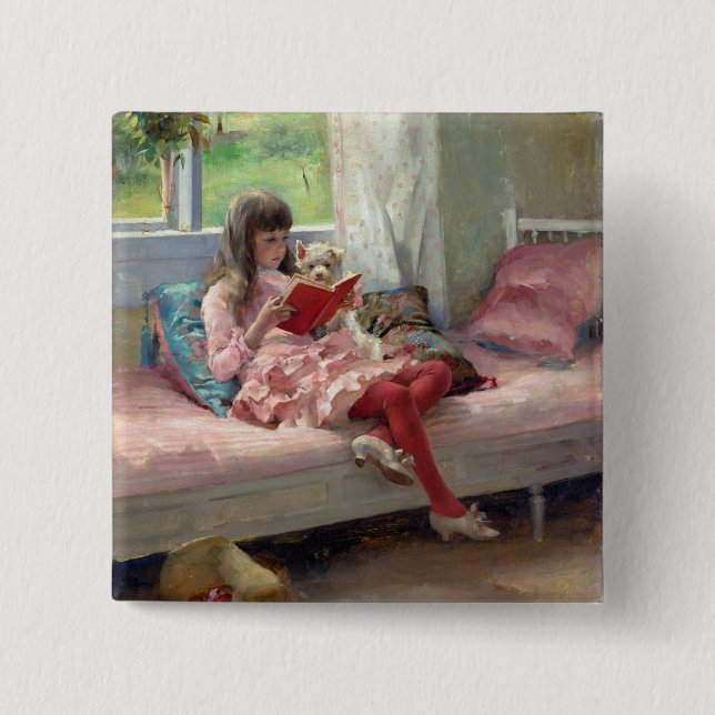 Albert Edelfelt - Good Friends 2 Inch Square Button (Front)