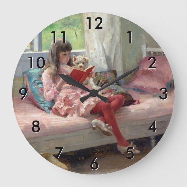Albert Edelfelt - Good Friends Large Clock (Front)