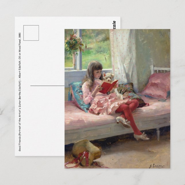 Albert Edelfelt - Good Friends Postcard (Front/Back)