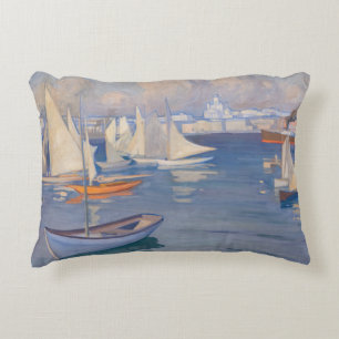 Albert Edelfelt - Harbour in Helsinki Accent Pillow
