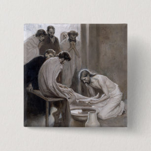 Albert Edelfelt - Jesus Washing Feet of Disciples 2 Inch Square Button