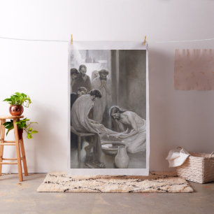 Albert Edelfelt - Jesus Washing Feet of Disciples Fabric