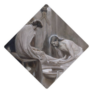 Albert Edelfelt - Jesus Washing Feet of Disciples Graduation Cap Topper