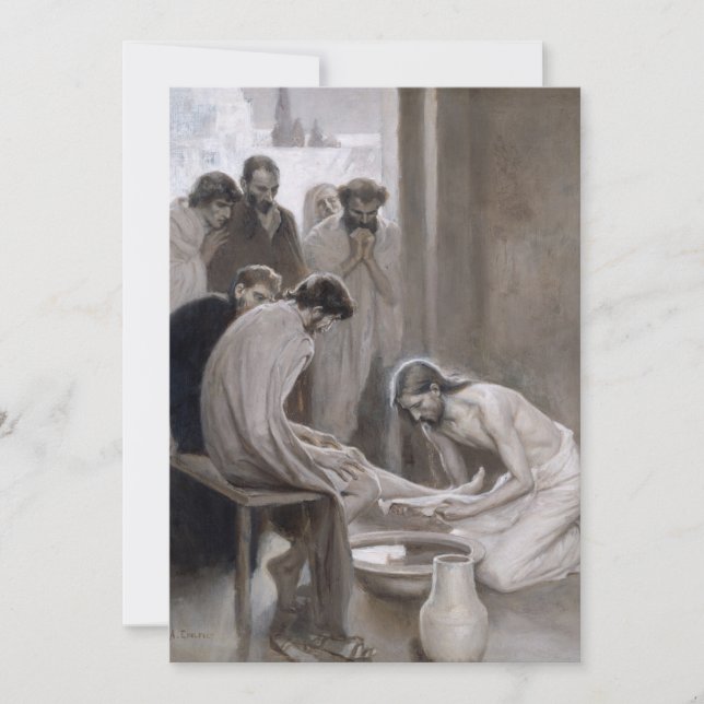 Albert Edelfelt - Jesus Washing Feet of Disciples Invitation (Front)