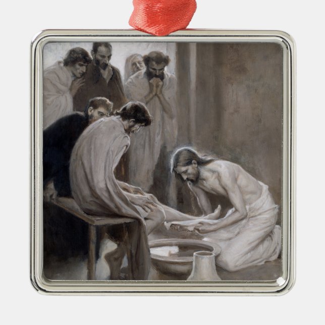 Albert Edelfelt - Jesus Washing Feet of Disciples Metal Ornament (Front)
