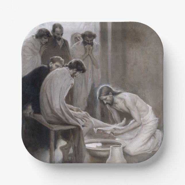 Albert Edelfelt - Jesus Washing Feet of Disciples Paper Plate (Front)