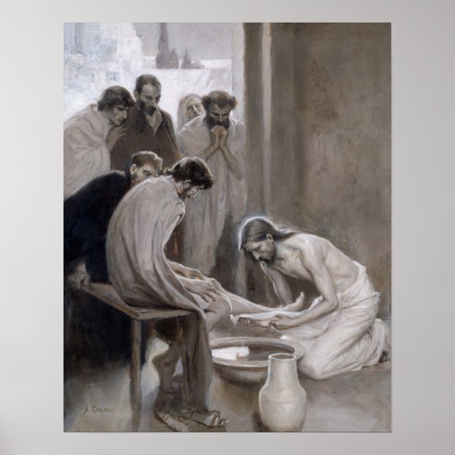 Albert Edelfelt - Jesus Washing Feet of Disciples Poster (Front)