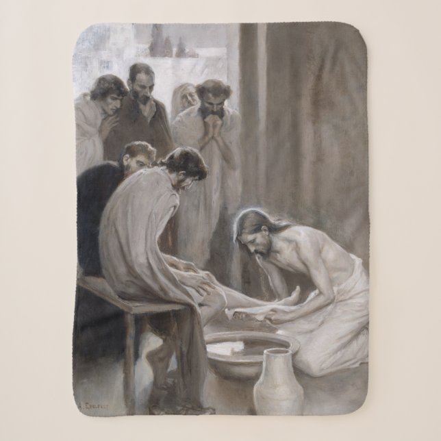 Albert Edelfelt - Jesus Washing Feet of Disciples Sherpa Blanket (Front)