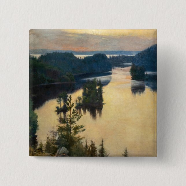 Albert Edelfelt - Kaukola Ridge at Sunset 2 Inch Square Button (Front)