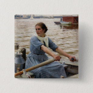 Albert Edelfelt - La Laitiere 2 Inch Square Button