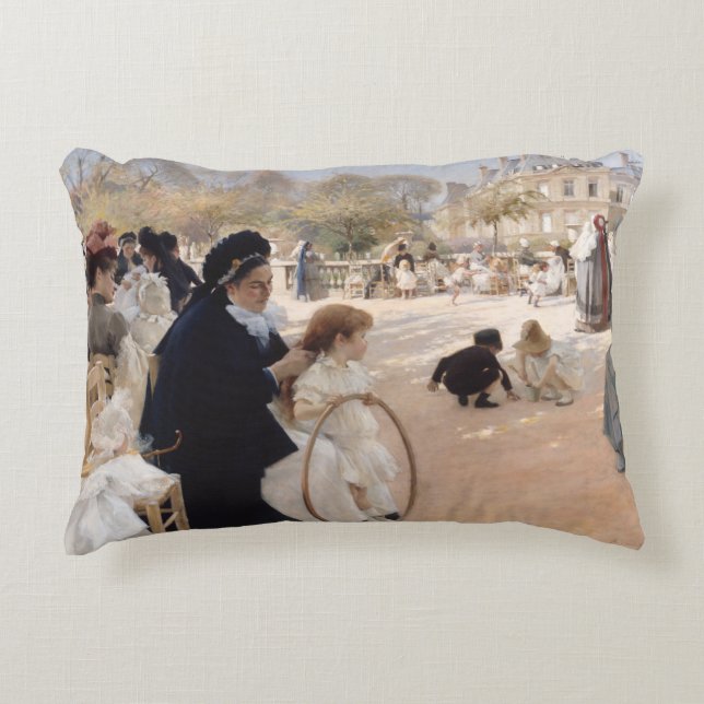 Albert Edelfelt - Luxembourg Gardens, Paris Accent Pillow (Front)