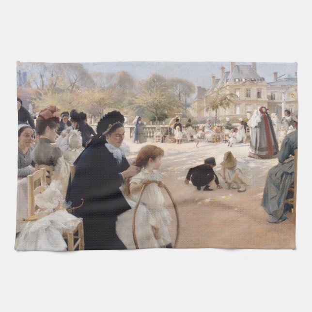 Albert Edelfelt - Luxembourg Gardens, Paris Kitchen Towel (Horizontal)