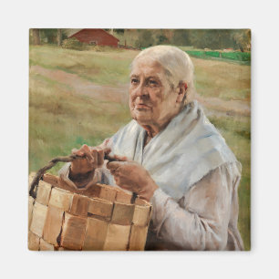 Albert Edelfelt - Old Woman with a Splint Basket Magnet