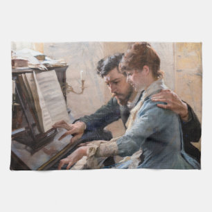 Albert Edelfelt - Playing the Piano Kitchen Towel