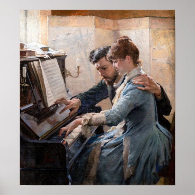 Albert Edelfelt - Playing the Piano Poster (Front)