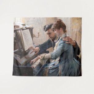Albert Edelfelt - Playing the Piano Tapestry