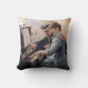 Albert Edelfelt - Playing the Piano Throw Pillow