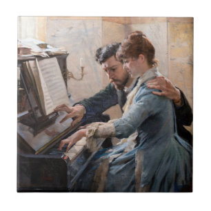 Albert Edelfelt - Playing the Piano Tile