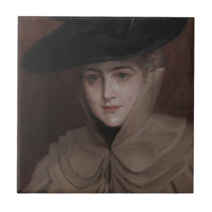 Albert Edelfelt - Portrait of a Young Woman Tile