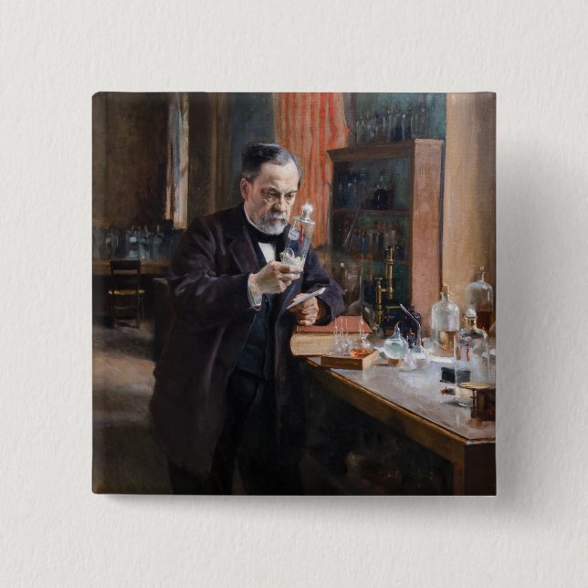 Albert Edelfelt - Portrait of Louis Pasteur 2 Inch Square Button (Front)
