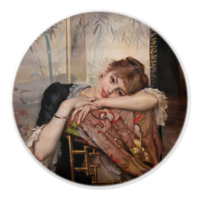 Albert Edelfelt - The Parisienne / Virginie Ceramic Knob (Front)