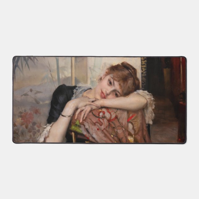 Albert Edelfelt - The Parisienne / Virginie Desk Mat (Front)