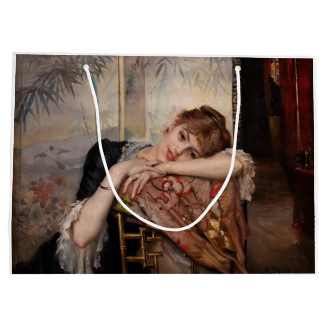 Albert Edelfelt - The Parisienne / Virginie Large Gift Bag (Back)