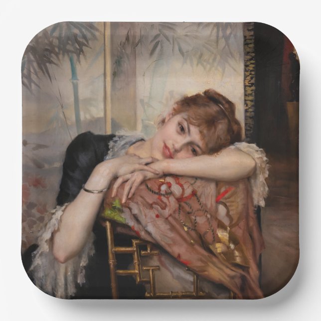 Albert Edelfelt - The Parisienne / Virginie Paper Plate (Front)